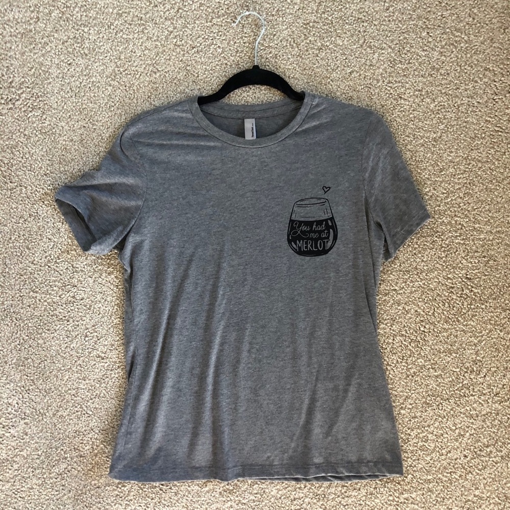 Thread Tank "You Had Me At Merlot" Graphic Tee - Gray - M